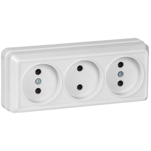 Розетка 3-м ОП Октава 10А IP20 без заземл. бел. IEK ERO30-K01-10-DC
