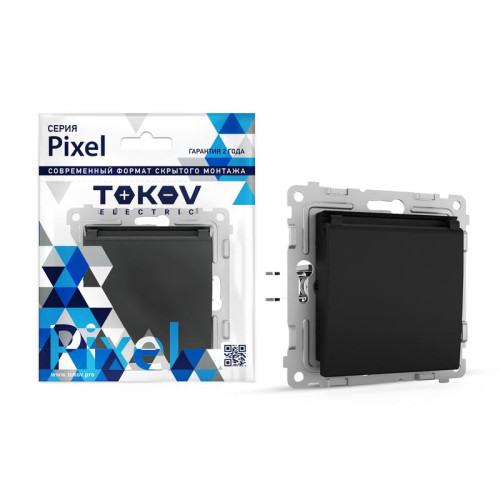 Розетка 1-м СП Pixel 16А IP20 с заземл. защ. шторки с крышкой механизм карбон TOKOV ELECTRIC TKE-PX-R1ZSW1-C14 Розетка 1-м СП Pixel 16А IP20 с заземл. защ. шторки с крышкой механизм карбон TOKOV ELECTRIC TKE-PX-R1ZSW1-C14