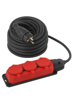 Удлинитель силовой UK-3e-3x1.5-20m-IP44(KG) с заземлением 3 розетки каучук 20м КГ 3х1.5кв.мм IP44 Эра Б0057581