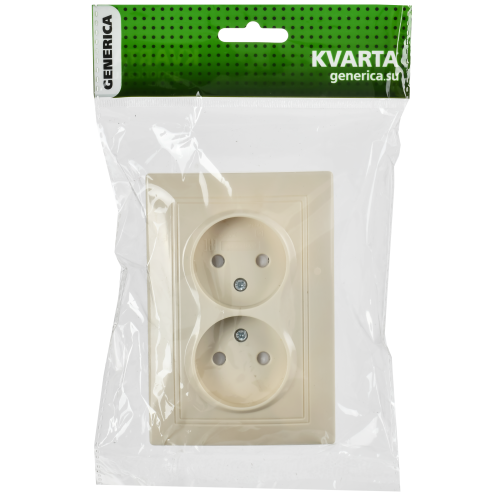 KVARTA Розетка 2-местная без заземления с защитными шторками 10А РСш12-2-ККм кремовый GENERICA KVARTA Розетка 2-местная без заземления с защитными шторками 10А РСш12-2-ККм кремовый GENERICA