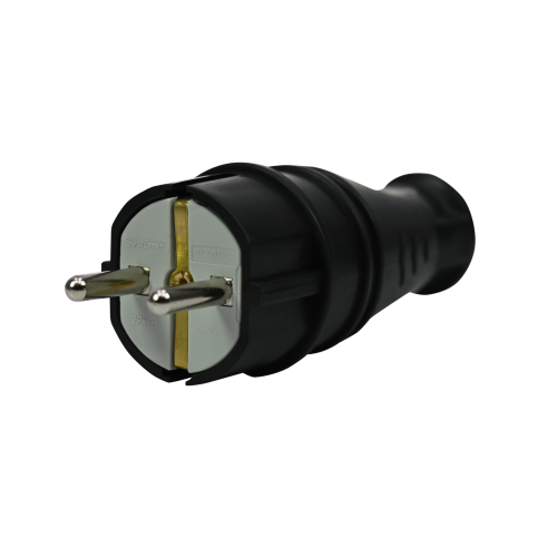 MULTISET Вилка 2К+З прямая каучуковая 16 А/250 В IP44 ЧЁРНАЯ MULTISET Вилка 2К+З прямая каучуковая 16 А/250 В IP44 ЧЁРНАЯ