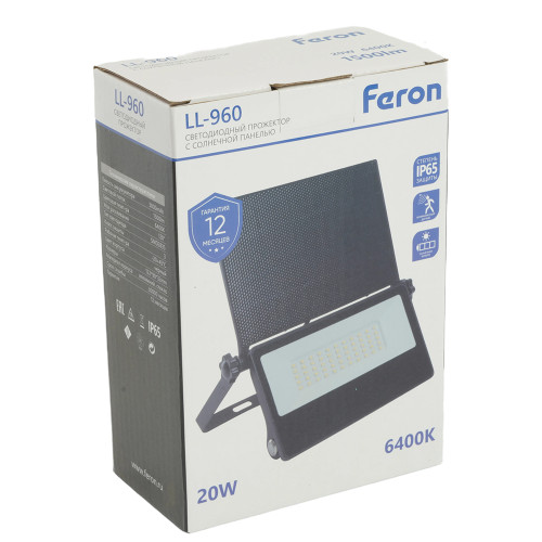 Прожектор с солнечной панелью, LL-960, IP65 20W 6400K Прожектор с солнечной панелью, LL-960, IP65 20W 6400K