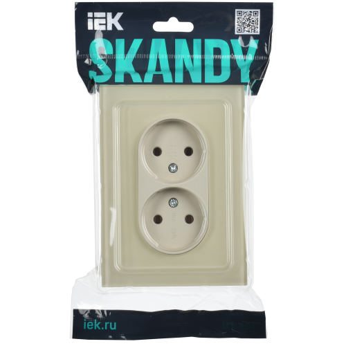 SKANDY Розетка 2-местная без заземления без защитных шторок для плоской вилки 10А SK-R03B стекло бежевый IEK