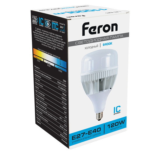 Лампа светодиодная Feron LB-65 E27-E40 120W 175-265V 6400K Лампа светодиодная Feron LB-65 E27-E40 120W 175-265V 6400K