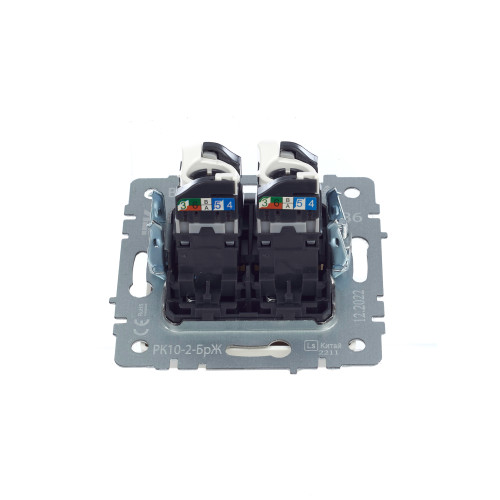 BRITE Розетка компьютерная двойная кат.5E RJ45 РК10-2-БрЖ жемчуг IEK