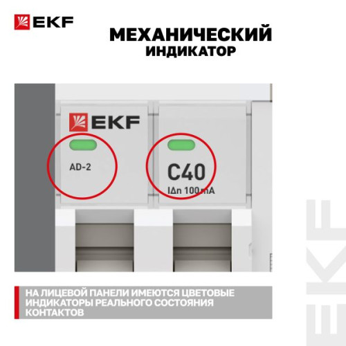 АВДТ АД-2 2Р 40А х-ка C 100мА тип АС эл. 6кА PROXIMA EKF АВДТ АД-2 2Р 40А х-ка C 100мА тип АС эл. 6кА PROXIMA EKF