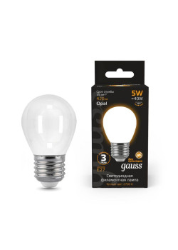 Лампа светодиодная филаментная Black Filament 5Вт P45 шар матовая 2700К тепл. бел. E27 420лм GAUSS 105202105