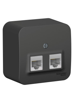 BLANCA О/У РОЗЕТКА двойная компьютерная RJ45, кат.5E, ИЗОЛ.ПЛ., АНТРАЦИТ