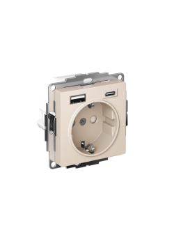 ATLASDESIGN РОЗЕТКА 16А c 2 USB A+C, 5В/2,4А/3,0А, 2х5В/1,5А, механизм, БЕЖЕВЫЙ