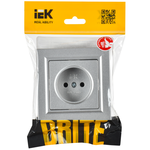 BRITE Розетка 1-местная с заземлением с защитными шторками 16А в сборе РСР14-1-0-БрА алюминий IEK BRITE Розетка 1-местная с заземлением с защитными шторками 16А в сборе РСР14-1-0-БрА алюминий IEK