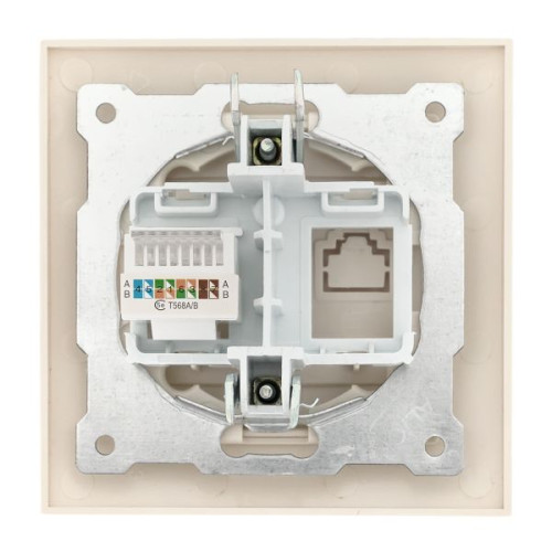 Валенсия розетка компьютерная RJ-45 1-местная кремовая EKF Валенсия розетка компьютерная RJ-45 1-местная кремовая EKF