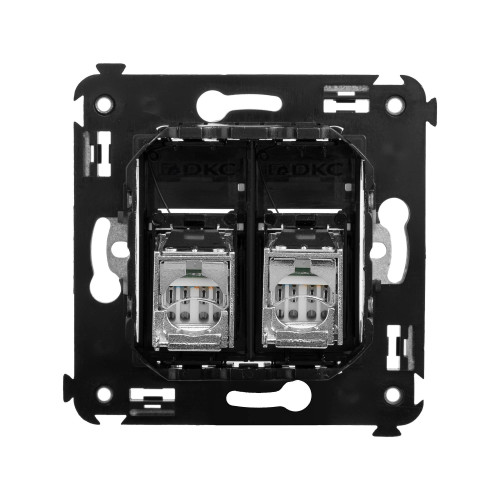 Компьютерная розетка RJ-45 в стену, кат.5e двойная экранированная, Avanti, черный квадрат Компьютерная розетка RJ-45 в стену, кат.5e двойная экранированная, Avanti, черный квадрат