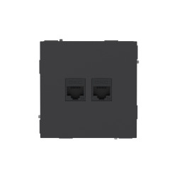 Компьютерная розетка RJ-45 без шторки, кат.5е двойная, KANT, черный уголь