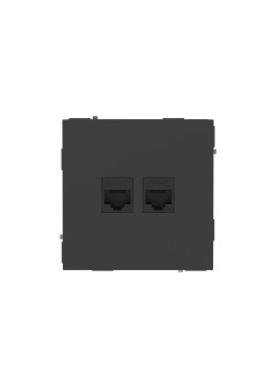 Компьютерная розетка RJ-45 без шторки, кат.5е двойная, KANT, черный уголь