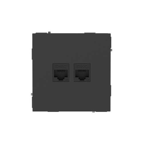 Компьютерная розетка RJ-45 без шторки, кат.5е двойная, KANT, черный уголь