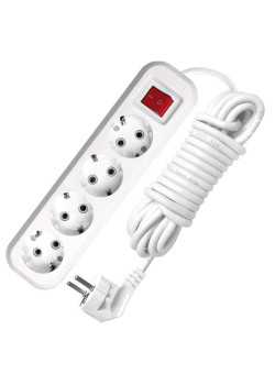 Удлинитель 4х5м с заземл. 13А IP20 S-304 ПВС 3х1 с выкл. UNIVersal 9631991