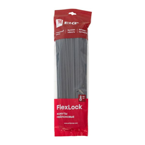 Хомут P6.6 стандартный (ч), 7.6x350 (100шт) FlexLock Хомут P6.6 стандартный (ч), 7.6x350 (100шт) FlexLock