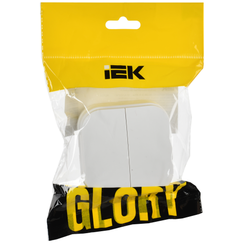 GLORY Выключатель 2-клавишный для открытой установки 10А ВС20-2-0-ХБм белый матовый IEK