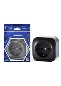 Розетка 1-м ОП Frea 16А IP20 250В с заземл. АБС-пластик карбон TOKOV ELECTRIC TKE-FR-R1Z-C14