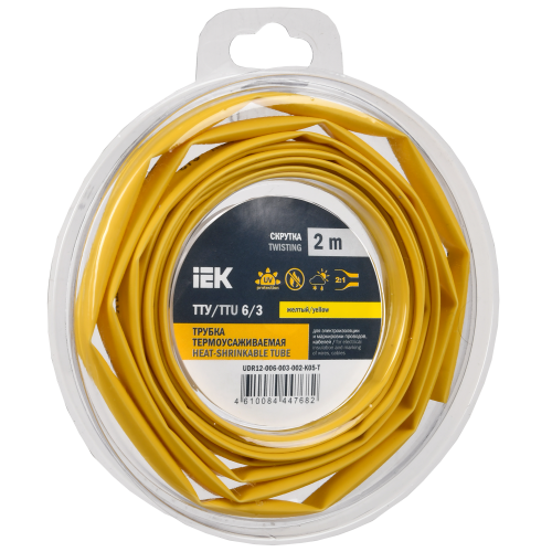 Трубка термоусадочная ТТУ нг-LS 6/3 желтая (2м/упак) IEK