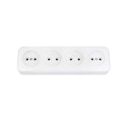 Розетка 4-м ОП 16А IP20 без заземл. бел. Bylectrica РА16-246