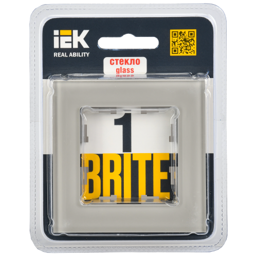 BRITE Рамка 1 -местная РУ-1-2-БрД стекло дымчатый IEK