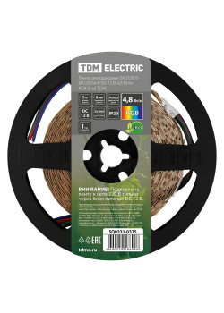 Лента светодиодная SMD2835-60 LED/м-IP20-12 В-4,8 Вт/м-RGB (5 м) TDM