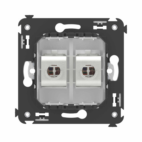 Компьютерная розетка RJ-45 без шторки в стену, кат.6 двойная экранированная, Avanti, белое облако Компьютерная розетка RJ-45 без шторки в стену, кат.6 двойная экранированная, Avanti, белое облако