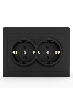 Розетка 2-м СП Pixel 16А IP20 с заземл. защ. шторки в сборе карбон TOKOV ELECTRIC TKE-PX-R2FZSF-C14