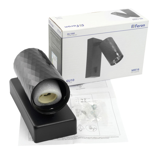 Светильник Feron ML1880 PRISM 35W, 230V, GU10, чёрный Светильник Feron ML1880 PRISM 35W, 230V, GU10, чёрный