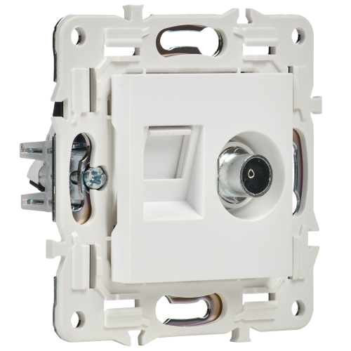 SKANDY Розетка двойная TV+RJ45 кат.6 SK-A15W арктический белый IEK SKANDY Розетка двойная TV+RJ45 кат.6 SK-A15W арктический белый IEK