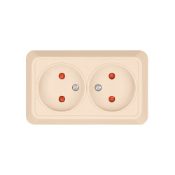 Розетка двойная 2П открытой установки с з/ш IP20 10А, слоновая кость 