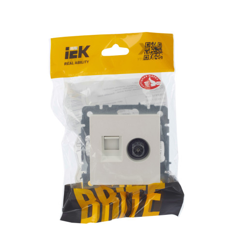 BRITE Розетка двойная TV+RJ45 кат.5E РТВ/РК12-БрЖ жемчуг IEK BRITE Розетка двойная TV+RJ45 кат.5E РТВ/РК12-БрЖ жемчуг IEK