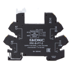 Колодка ультратонкая для реле серии RIS, вх. напр. 6-24V AC/DC, push-in клеммы