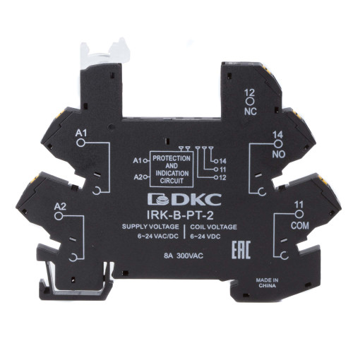 Колодка ультратонкая для реле серии RIS, вх. напр. 6-24V AC/DC, push-in клеммы