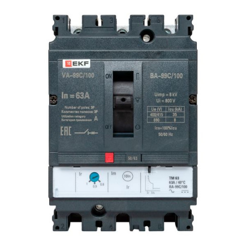ВА-99C 100/63А 3P 35кА с термомагнитным расцепителем EKF ВА-99C 100/63А 3P 35кА с термомагнитным расцепителем EKF