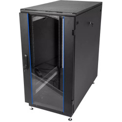 Шкаф коммутационный ЦМО (ШТК-М-18.6.6-1ААА-9005) напольный 18U 600x600мм пер.дв.стекл задн.дв.стал.лист 2 бок.пан. направл.под закл.гайки 270кг черный 455мм 48.6кг 180град. 960мм IP20 сталь