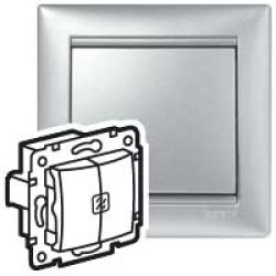 VALENA DIY Выключатель 2-клавишный с подсветкой схема 5L 10АХ безвинтовые зажимы алюминий