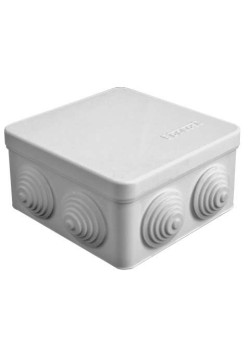Коробка распределительная ОП 105х105х56мм IP54 7 выходов 4 гермоввода крышка защелкивающаяся сер. Epplast 100012