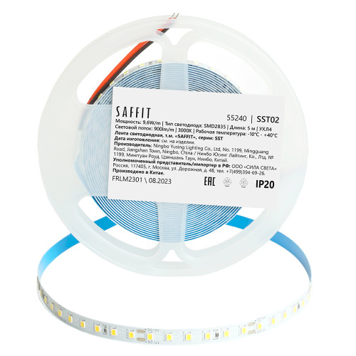 Лента светодиодная SST02 SAFFIT 120SMD(2835)/м 9.6Вт/м 12V 5000*8*1.22мм 3000К, IP20 Лента светодиодная SST02 SAFFIT 120SMD(2835)/м 9.6Вт/м 12V 5000*8*1.22мм 3000К, IP20