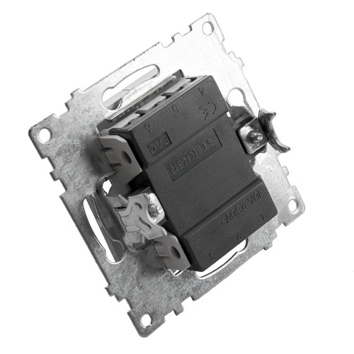 Выключатель 2-клавишный (механизм), STEKKER GLS10-7104-03, 250V, 10А, серия Катрин, серебро Выключатель 2-клавишный (механизм), STEKKER GLS10-7104-03, 250V, 10А, серия Катрин, серебро