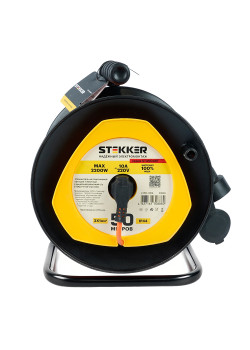 Удлинитель на пластиковой катушке Stekker STD02-11-50 (UG), 50м, 1 гнездо, с/з 3*1, оранжевый, серия Standart
