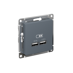 ATLASDESIGN USB РОЗЕТКА A+A, 5В/2,1А, 2х5В/1,05А, механизм, ГРИФЕЛЬ