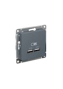 ATLASDESIGN USB РОЗЕТКА A+A, 5В/2,1А, 2х5В/1,05А, механизм, ГРИФЕЛЬ