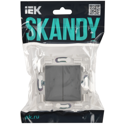 SKANDY Выключатель 2-клавишный с индикацией 10А SK-V09Gr серый IEK