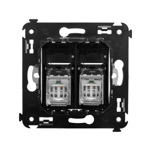 Компьютерная розетка RJ-45 в стену, кат.5e двойная экранированная, Avanti, черный матовый Компьютерная розетка RJ-45 в стену, кат.5e двойная экранированная, Avanti, черный матовый