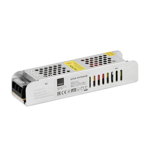 Блок питания 24В СТ 60Вт IP20 2.5А алюм. слим сер. 160х41х32мм Apeyron 03-63 Блок питания 24В СТ 60Вт IP20 2.5А алюм. слим сер. 160х41х32мм Apeyron 03-63