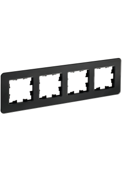 BRITE Рамка 4-местная РУ-4-2-Бр стекло черный RE IEK