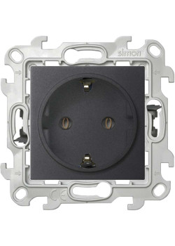 Розетка 1-м СП Simon 24 16А IP20 2P+E Push&Go без защ. шторок механизм графит Simon 2420434-038