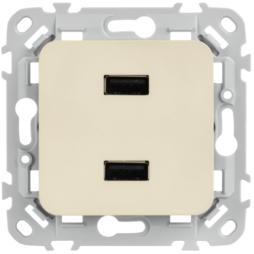 FLITE Розетка USB A+A 2,1А РЮ-2-ФлСл сливочный IEK FLITE Розетка USB A+A 2,1А РЮ-2-ФлСл сливочный IEK